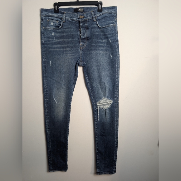 AMIRI Other - Amiri Skinny Jeans Button Fly Med Wash Distressed Sz 38